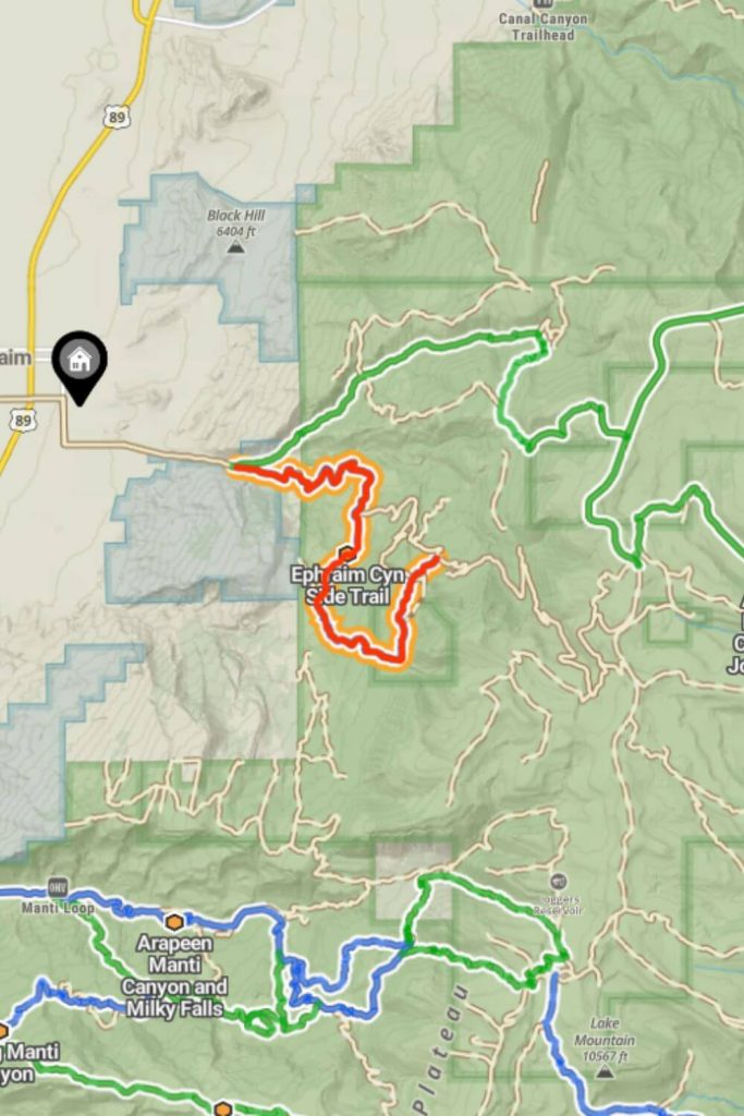 Ephraim Canyon Side Trail Map