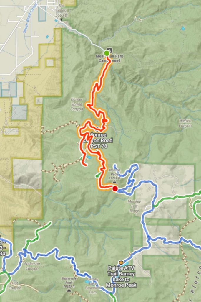 Monroe Canyon Road and Hunts Lakes Loop