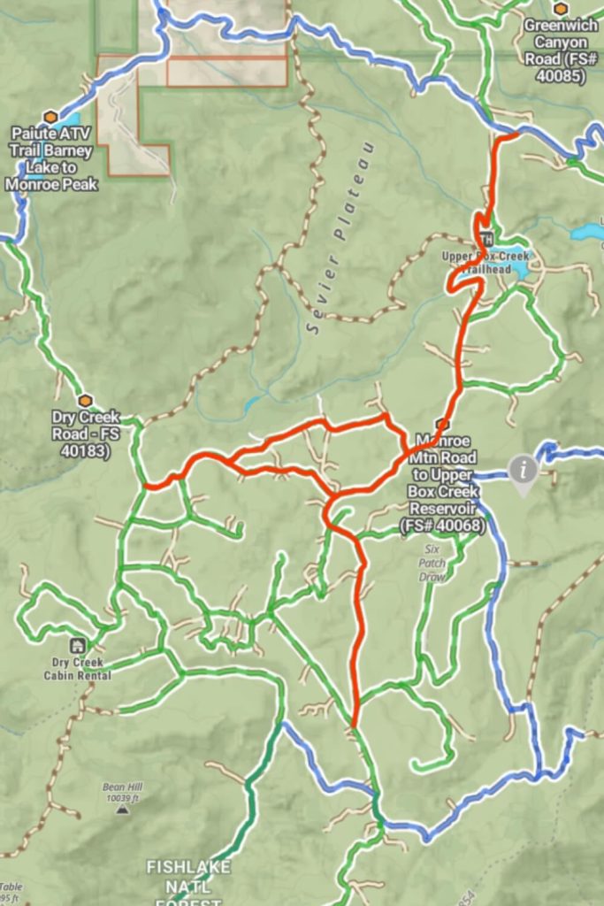 Monroe Mtn Road to Upper Box Creek Reservoir, Box Creek Spur, and Paiute Side Trail 53