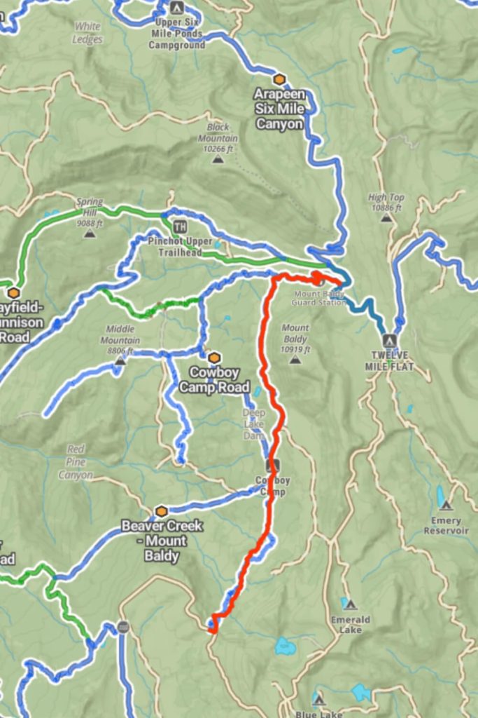 Mount Baldy Road, and Step Flat Trail Map