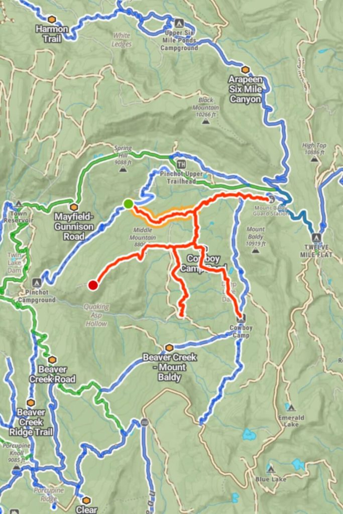 Pinchot to Cowboy Camp Trail, Cowboy Camp Road, and Julius Pasture-South Fork Road